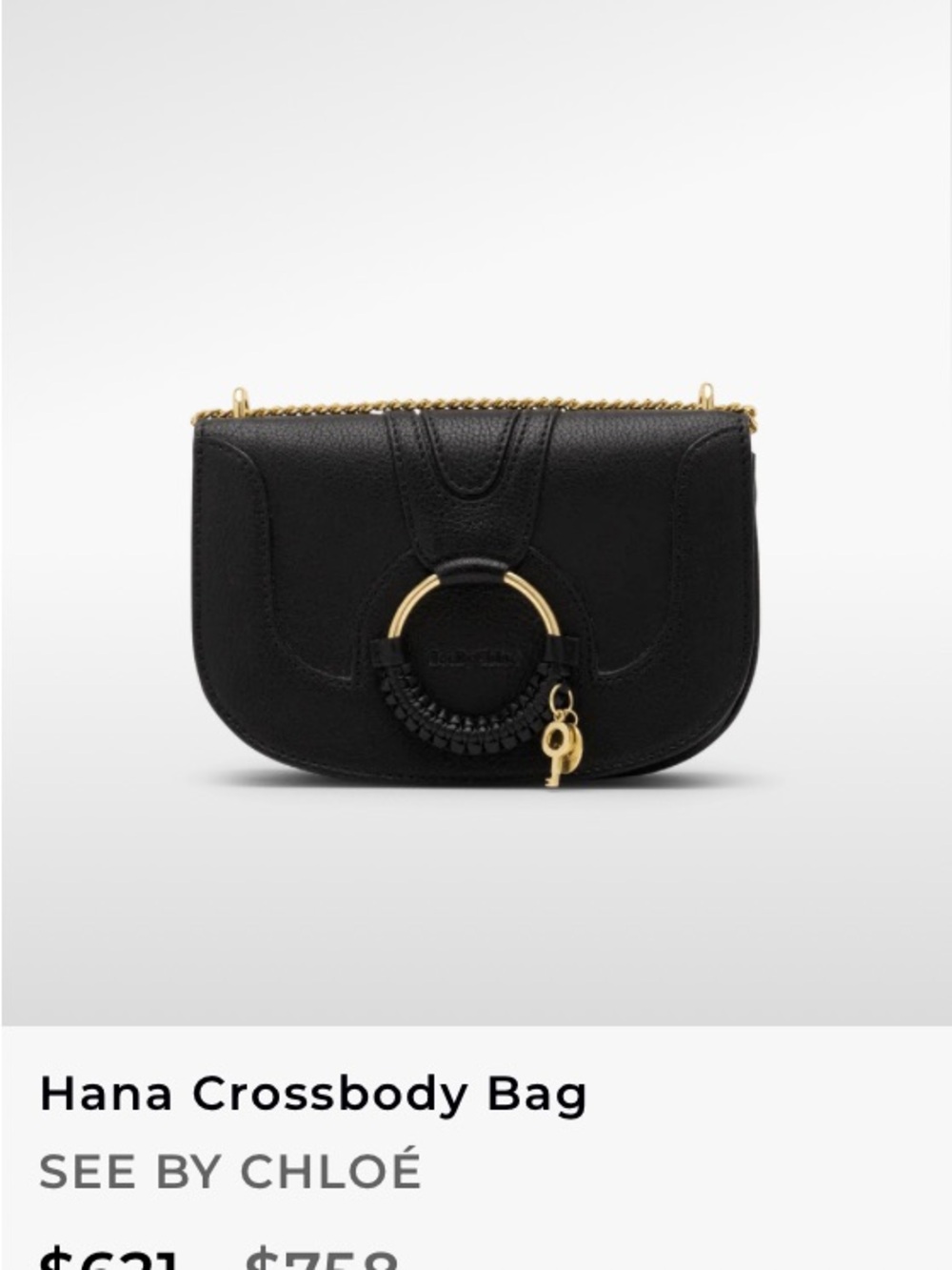 Taupe Crossbody Saddle Bag with Gold Ring Accent - Picture 2 of 12